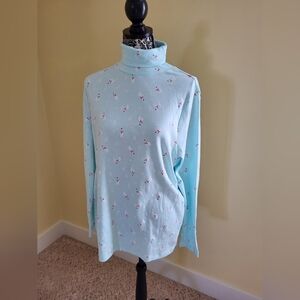 NWOT White Stag Light Blue Snowman Design Turtleneck Top. Never Worn.